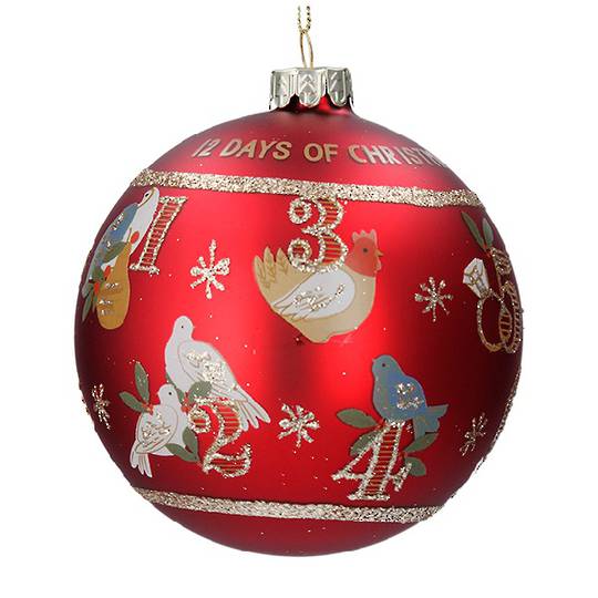 Glass Ball Matt Red, 12 Days of Christmas 8cm